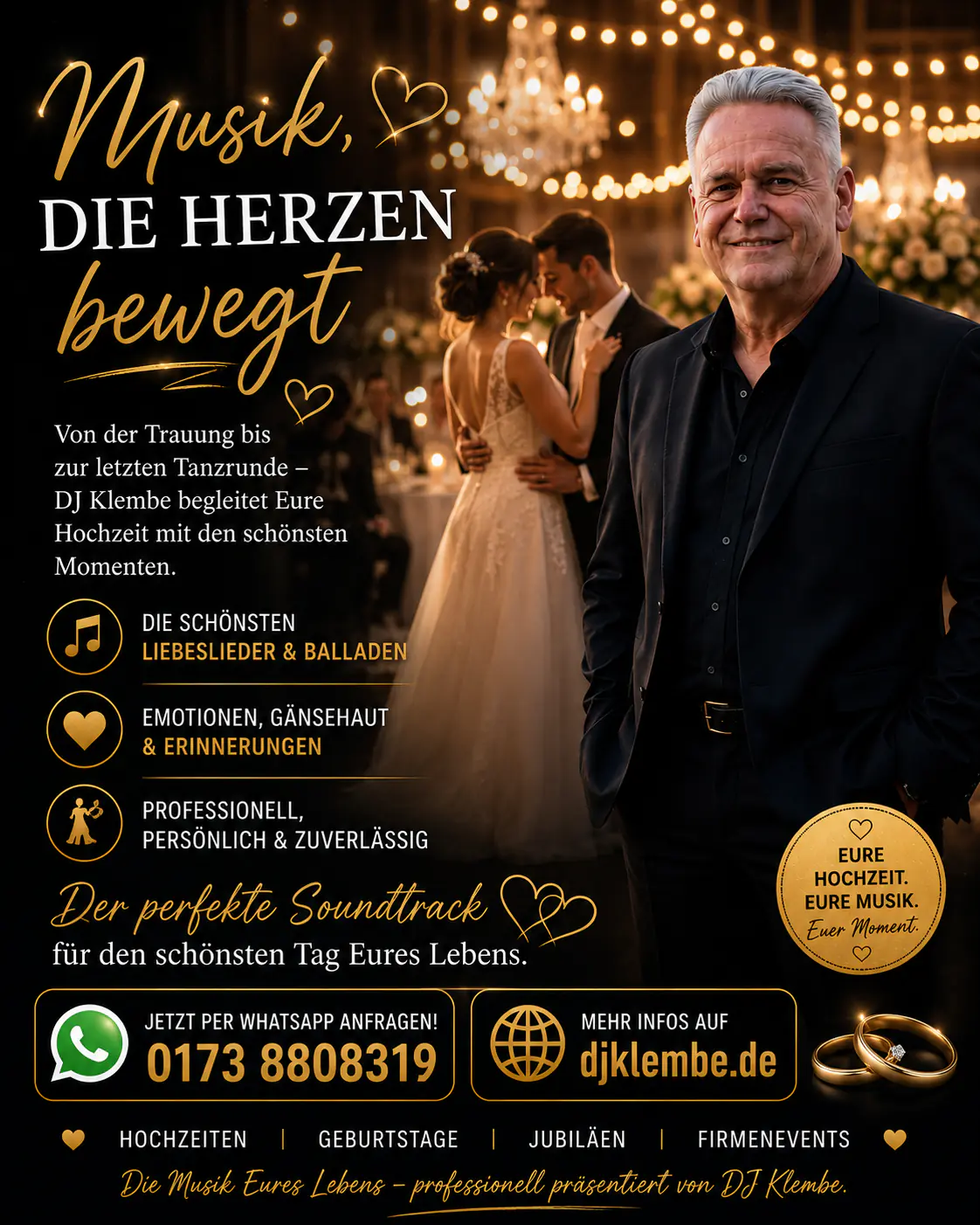 Hochzeits- und Event DJ (Hochzeiten, runde Geburtstage, Mottopartys, Firmenfeiern und Vereinsfeste
